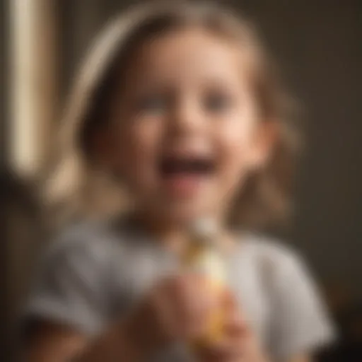 A child happily holding a bottle of Isakids vitamins