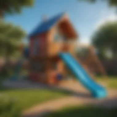 Vibrant Playhouse Paradise Colorful Playhouse with Slide and Swing Set