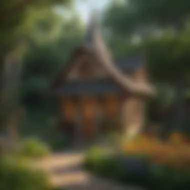 Enchanted Garden Hideaway A whimsical playhouse nestled in a lush garden setting