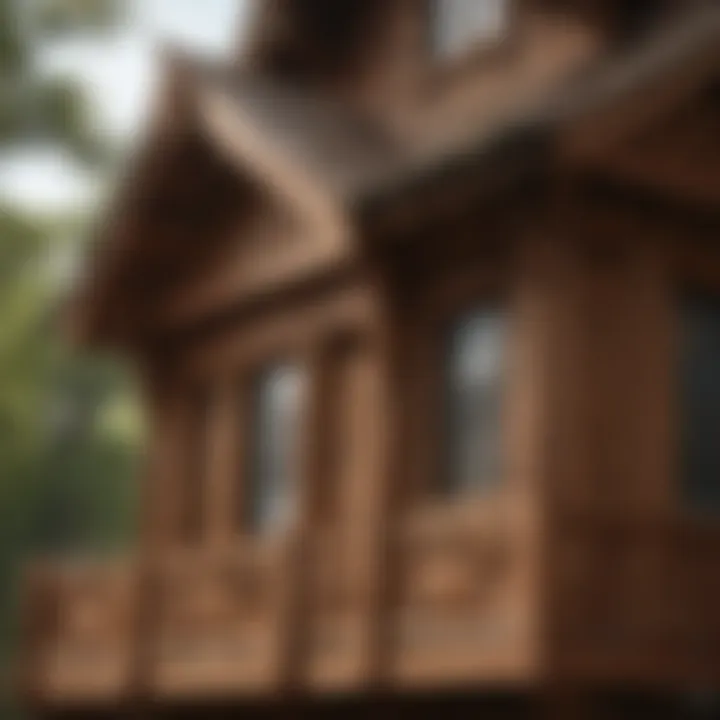 Close-up of intricate detailing on the exterior of Backyard Discovery Scenic Heights Cedar Playhouse