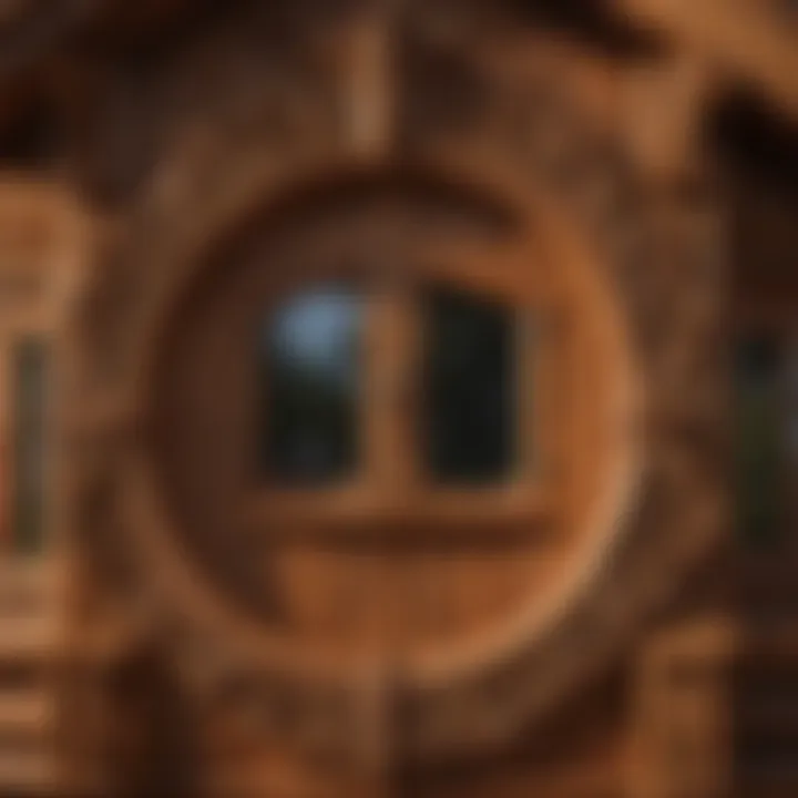 Close-up of intricate cedar wood detailing on the playhouse exterior