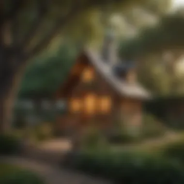 Enchanting Garden Playhouse Setting Enchanting backyard playhouse nestled in a lush garden setting