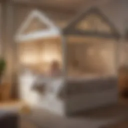 Child playing in a creatively designed bed-playhouse fusion