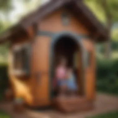 Children engaging in imaginative play in a vibrant outdoor playhouse
