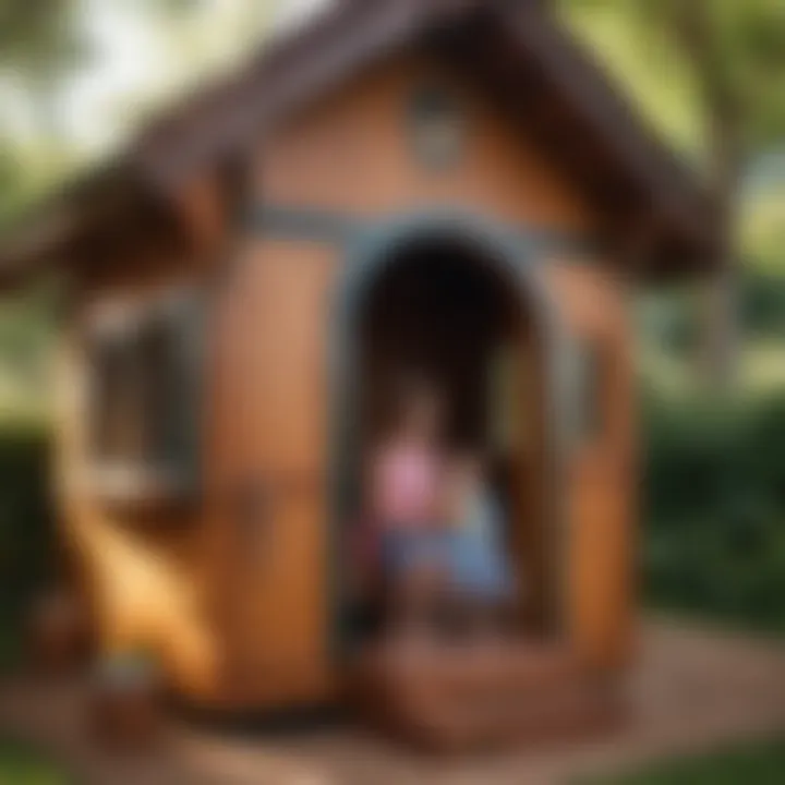 Children engaging in imaginative play in a vibrant outdoor playhouse