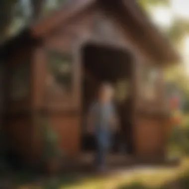 Kids playing in a finished playhouse