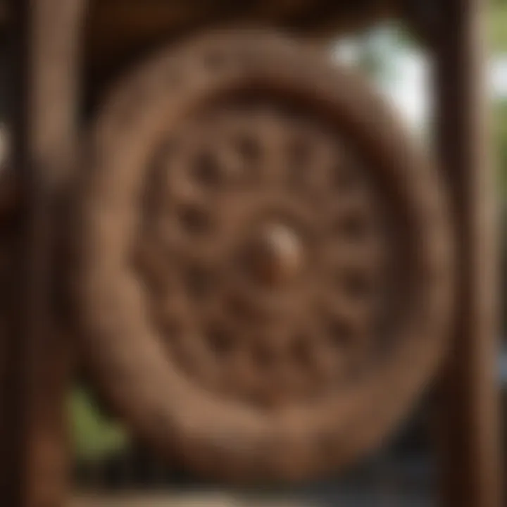 Intricate Carvings on Wooden Outside Swing Detail