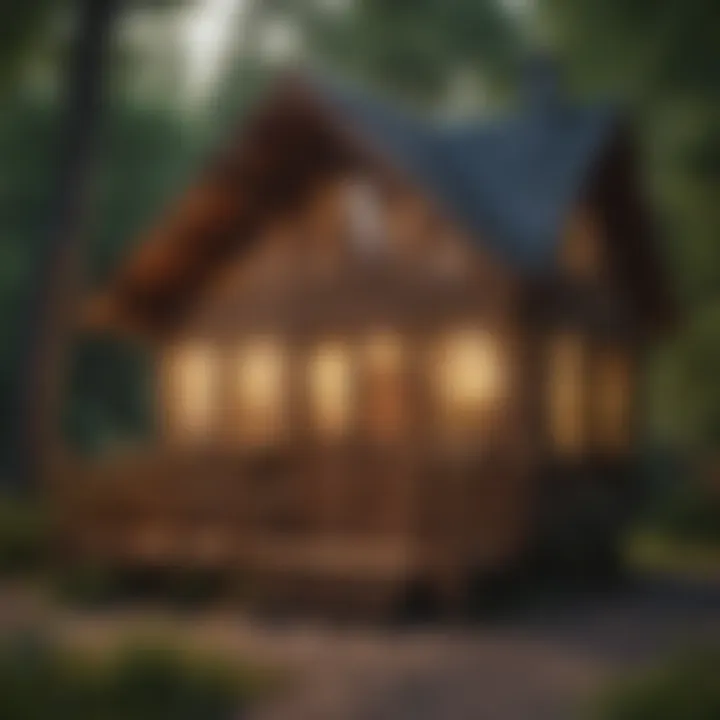 Cedar Wooden Playhouse Illuminated by Soft Evening Light