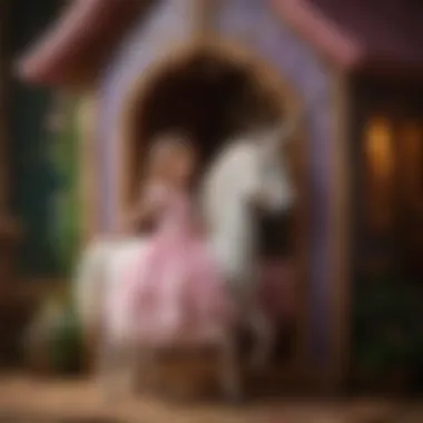 Child playing dress-up inside a whimsical Unicorn Playhouse