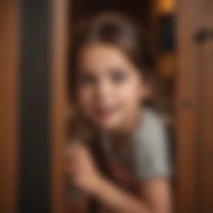 Child Engaged in Doorbell Playhouse Activities