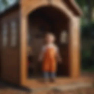 Child Engaged in Playhouse Adventure