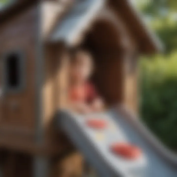 Child Safely Enjoying the Plastic Playhouse with Slide