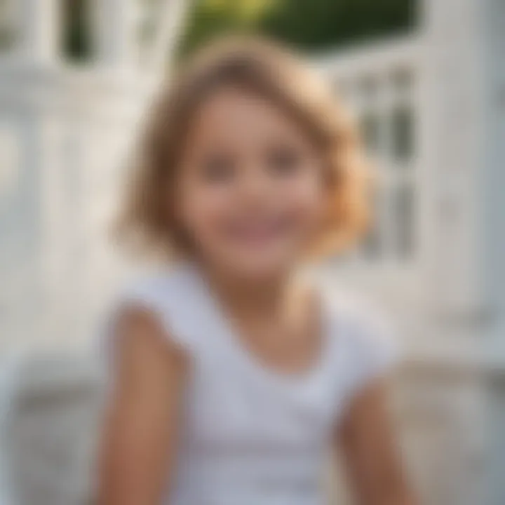 Child Playing Happily in White Playhouse with Slide