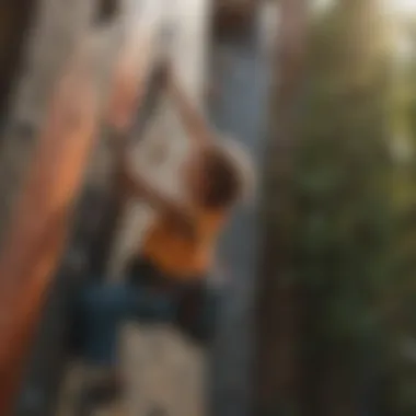 Child Playing on Climbing Wall