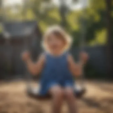 Joyful Moments Child Playing Safely on Pressure Treated Swing Set