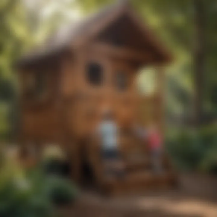 Children engaging in cognitive games in an outdoor playhouse setting