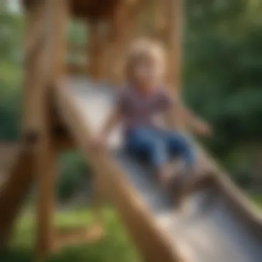 Active Play on Outdoor Slide Structure Children engaging in physical activity on a dynamic outdoor playset with slide