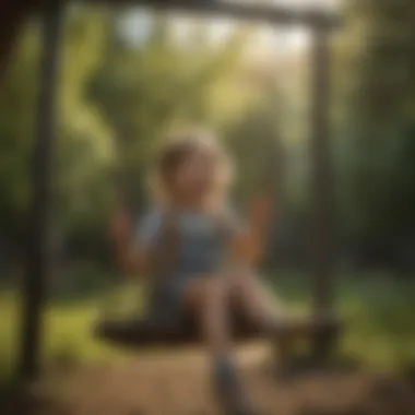 Children laughing and swinging joyfully on a small outdoor swing