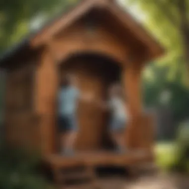 Children Playing Joyfully in a Cedar Wood Playhouse