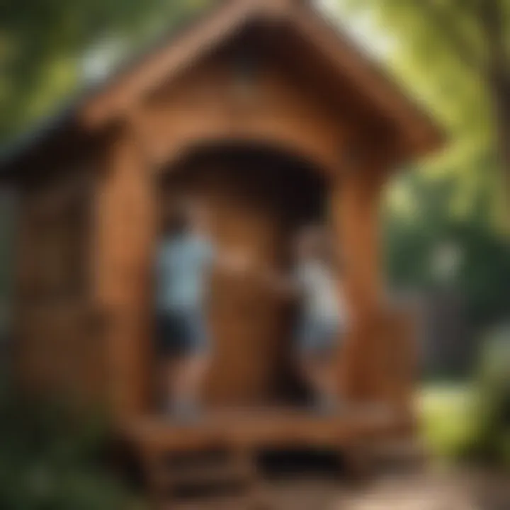 Children Playing Joyfully in a Cedar Wood Playhouse