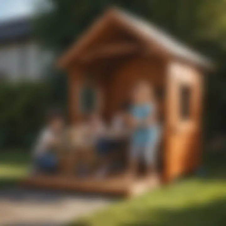 Children Playing in Foldable Playhouse