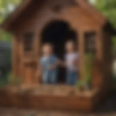 Children playing in the finished playhouse