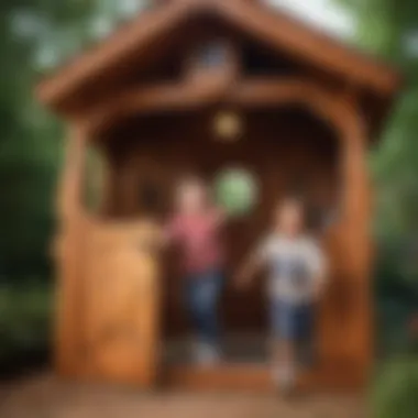 Children Playing Inside Playhouse Set