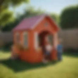Children Playing in Little Tikes Plastic Playhouse