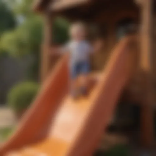 Children playing on Step 2 outdoor playhouse slide