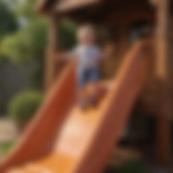 Children playing on Step 2 outdoor playhouse slide