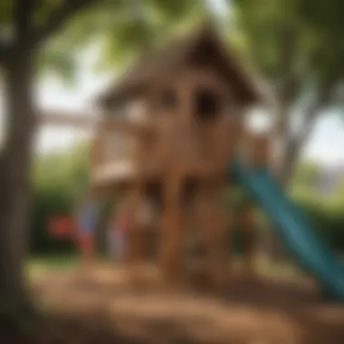 Joyful Playtime with Outdoor Play Structure Children happily engaging with the Playhouse Climber and Swing Extension