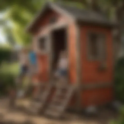 Children Playing in a Playhouse Climber