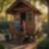 Children Playing in a Tall Outdoor Playhouse