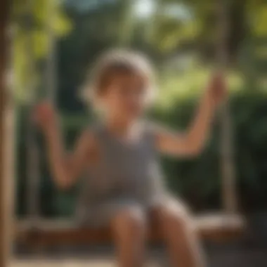 Children Enjoying Playtime on Wooden Swing