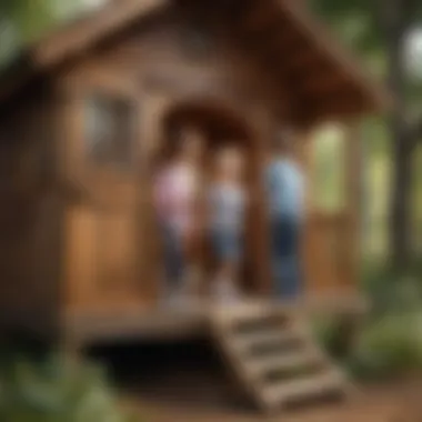 Children Playing Joyfully Inside a Wooden Playhouse