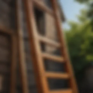 Close-up of Sturdy Climbing Ladder on Playhouse Set