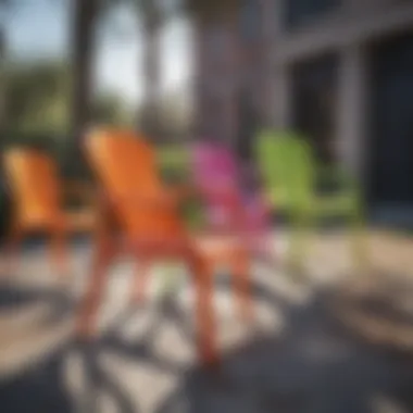 Colorful plastic chairs for outdoor play area