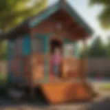 Children playing in a colorful playhouse kit