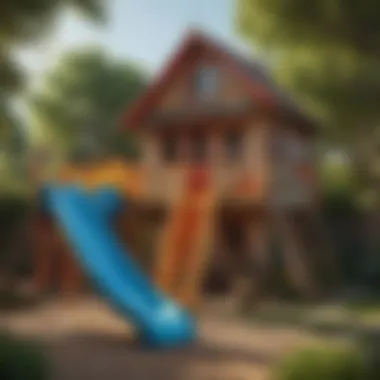 Vibrant Playhouse with Exciting Slide and Swing Features Colorful Playhouse with Slide and Swing