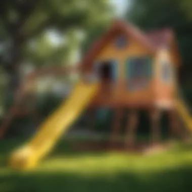 Vibrant DIY Playhouse Swing Set Idea Colorful Playhouse Swing Set Blueprint