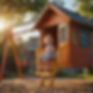 Swing set in a colorful playhouse