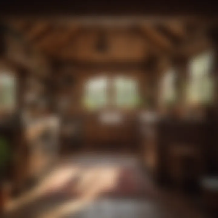 Interior of a Cozy Cottage Playhouse with Play Kitchen