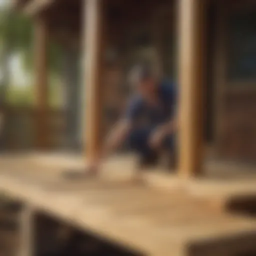 Craftsman working on intricate wooden porch kit