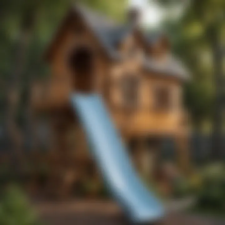 Detailed craftsmanship of a two-story playhouse with a slide