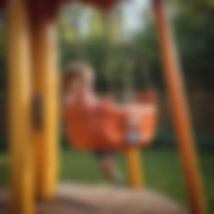 Detailed view of the swing attachment on the Little Tikes Playhouse