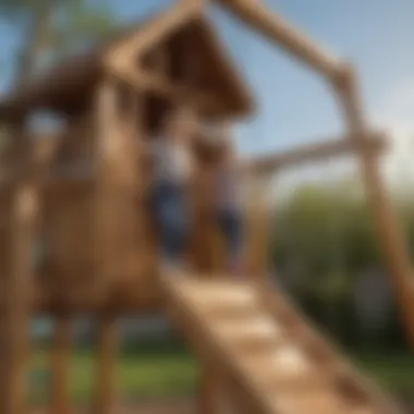 High-Quality and Weather-Resistant Construction Close-up of the durable and weather-resistant material of the play structure