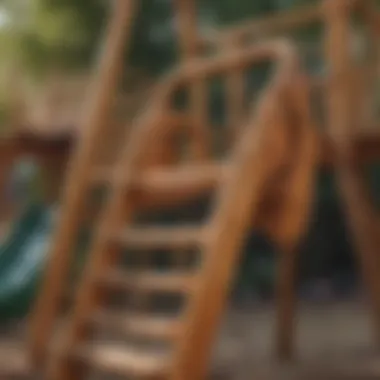 Close-up of durable and weather-resistant materials used in the construction of an outdoor slide and swing set