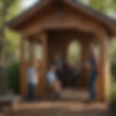 Educator facilitating group play in a playhouse setting