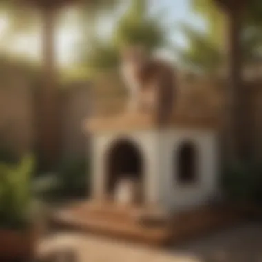 Scratch-and-Relax Cat Oasis Elegant cat playhouse with integrated scratching posts and cozy nooks