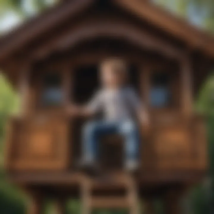 Child playing in elevated playhouse